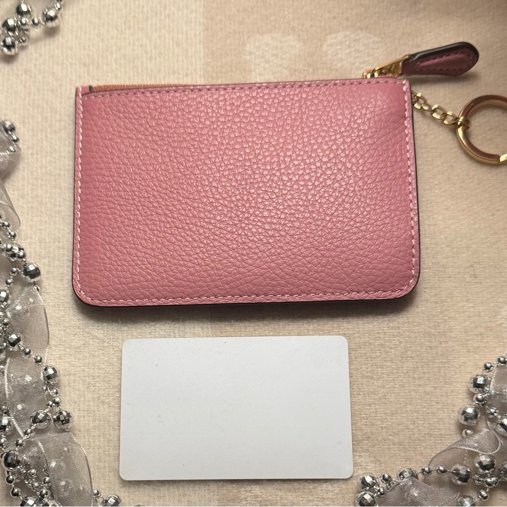 COACH 🌸 Polished Pebble Leather Zip Card Case - Picture 5 of 7